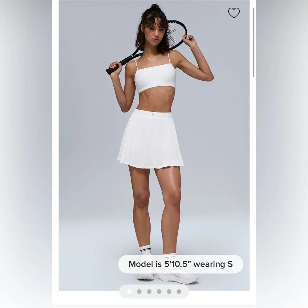 ALO Micro Plisse Tennis Skirt- White